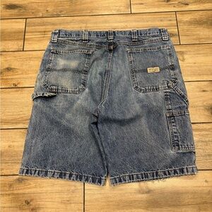 Y2K Wrangler Medium Wash Baggy Carpenter Jorts Jean Shorts Size 36W 10 in inseam